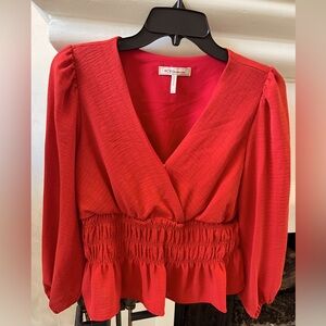 BCBGeneration rust-orange puffy sleeve blouse